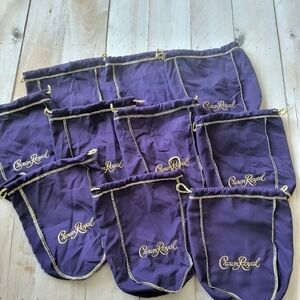 Lot of 10 Crown Royal 9" Purple Drawstring Bags Medium size